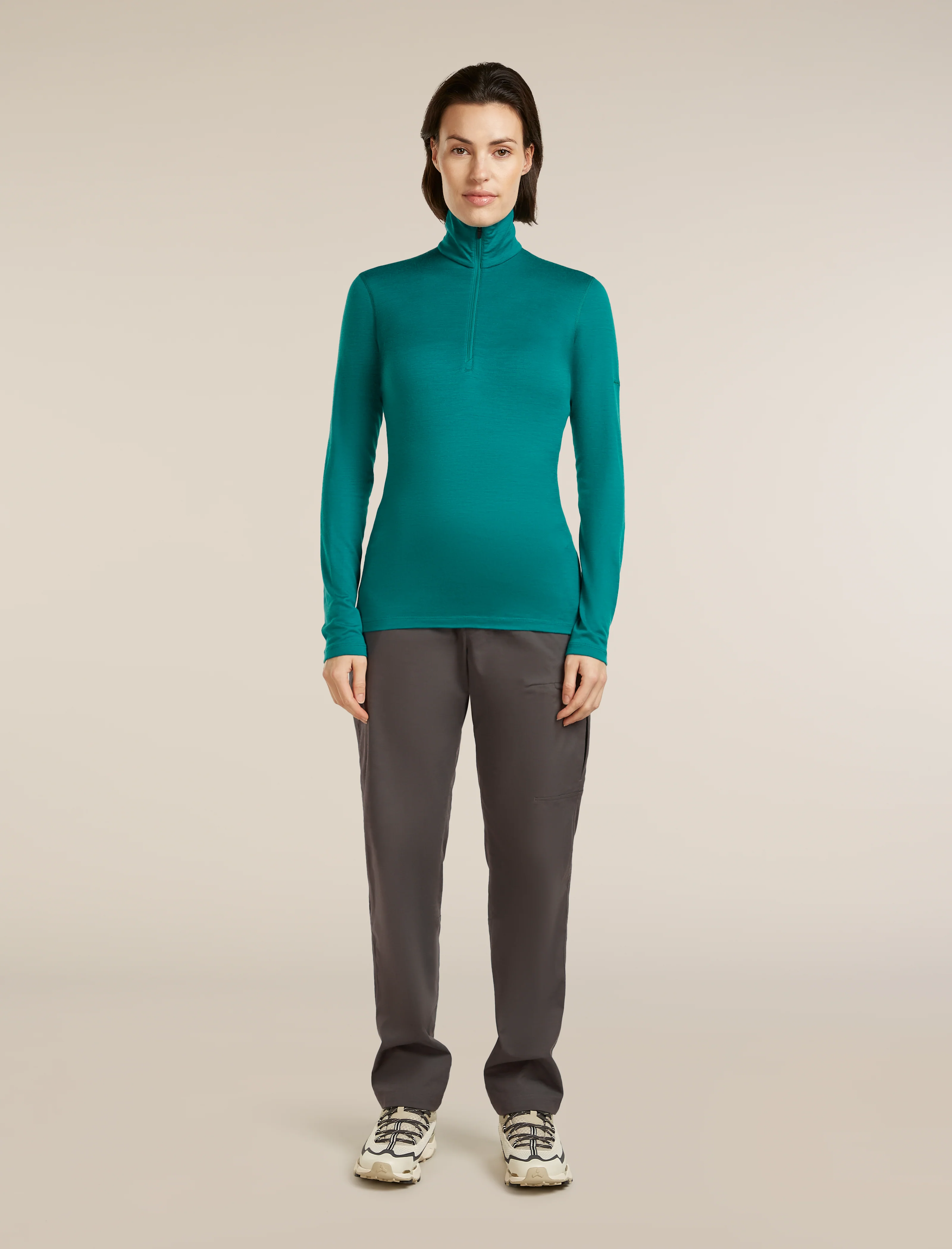 Mangas Longas Half Zip Oasis de 200 Merino Feminino
