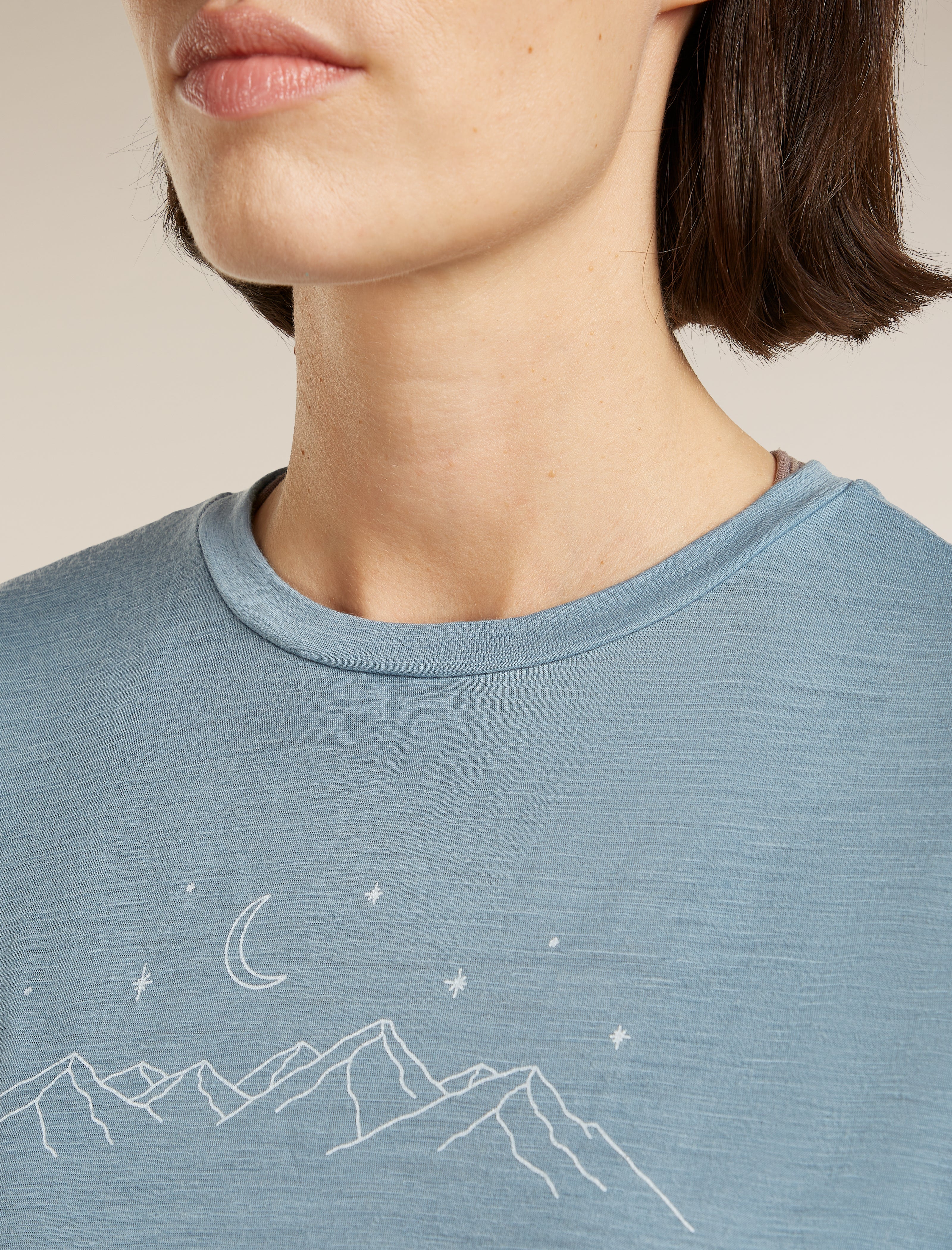 Camiseta Curta de Manga Feminina Merino 150 Tech Lite Estrelas Brilhantes