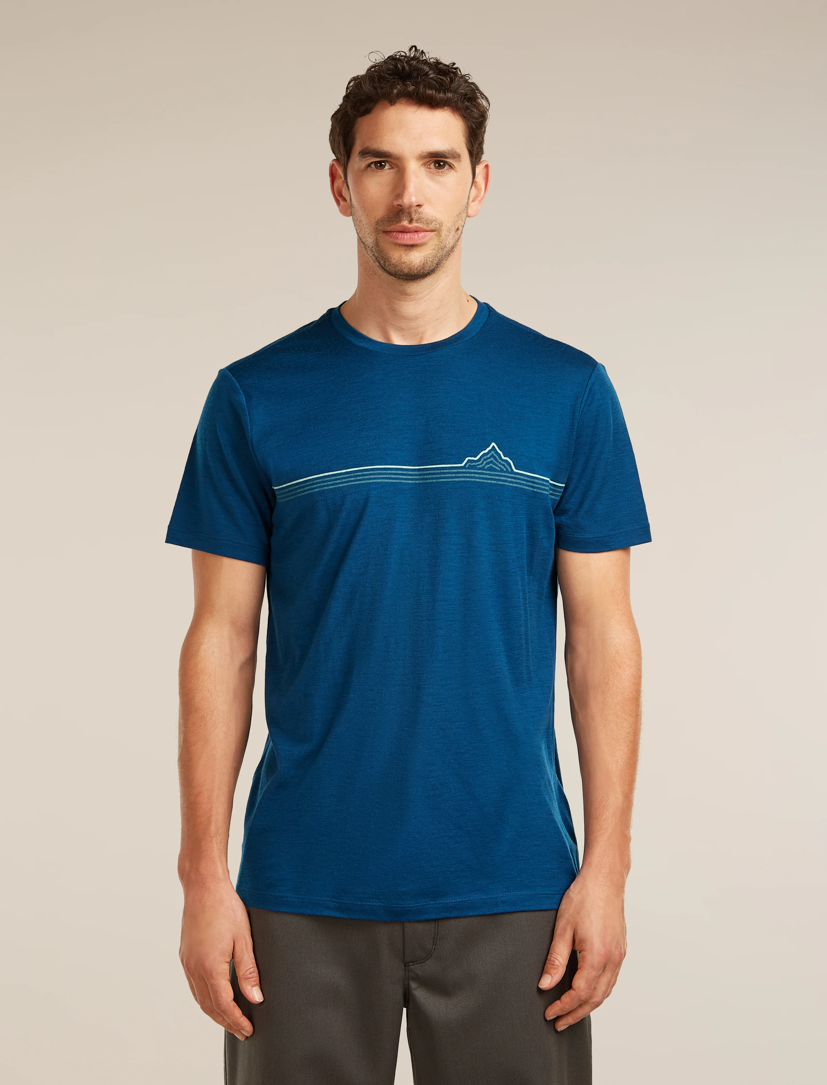 Camiseta de Manga Curta Tech Lite 150 de Merino para Homens com Listras