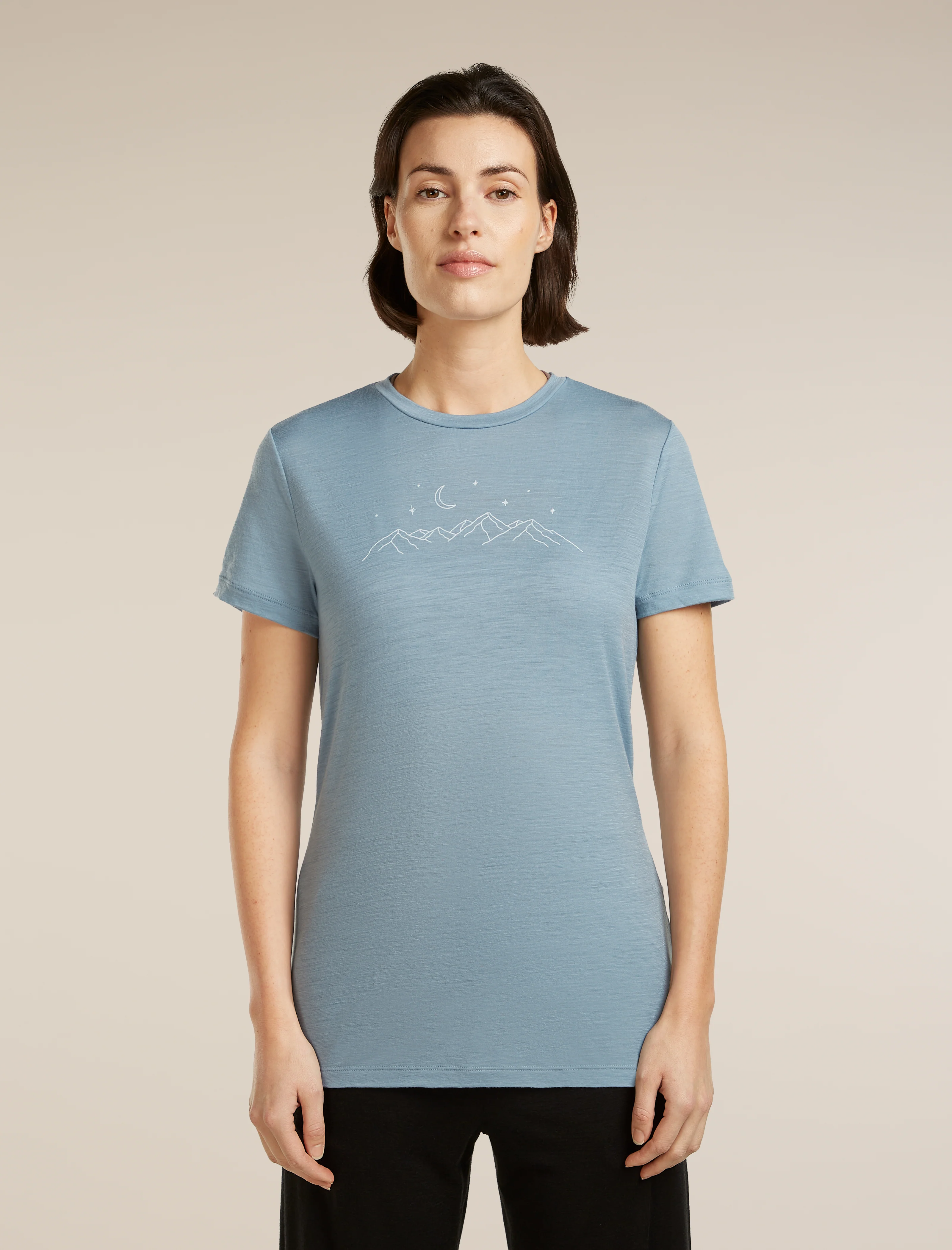 Camiseta Curta de Manga Feminina Merino 150 Tech Lite Estrelas Brilhantes